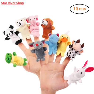 10pcs/set Cartoon Animal Finger Puppet Baby Plush Toys for C