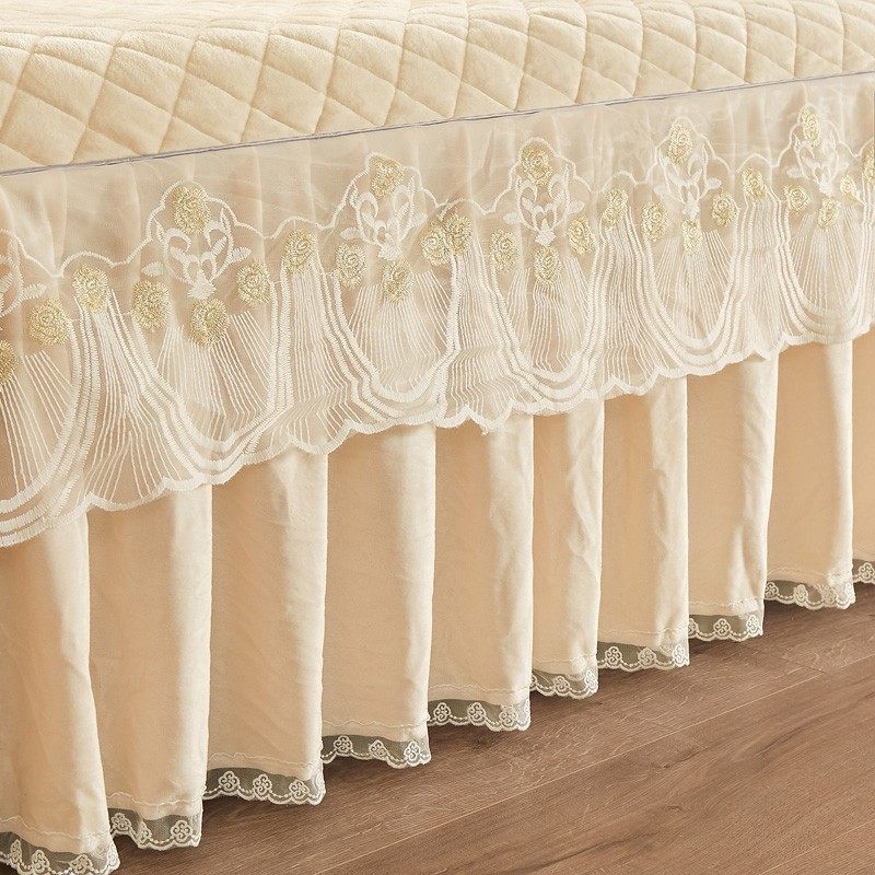 冬季夹棉床裙三件水晶绒加厚床罩单件蕾丝法兰绒床床盖珊瑚绒,床上用品,床裙,淘宝优惠券,粉丝福利购,淘宝优惠卷