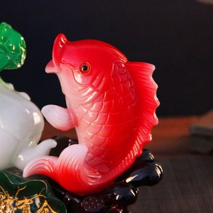 百财有余招财玉白菜鱼摆件现代家居客厅电视柜酒柜装 饰品开业礼品