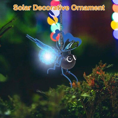 Solar-Powered Hanging Bee Light Metal LED Outside Bugs