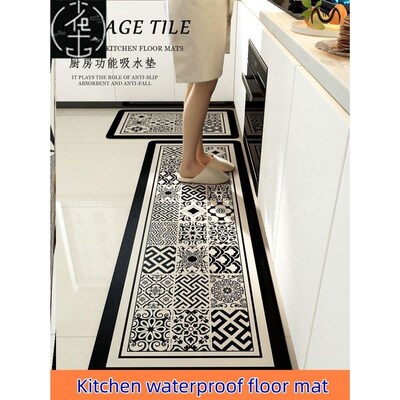 Kitchen waterproof floor mat wipes leave-in carpet 厨房地垫