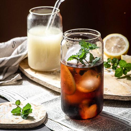 360/500ml Glass Cup Reusable Straw Coke Cup Transparent Wate