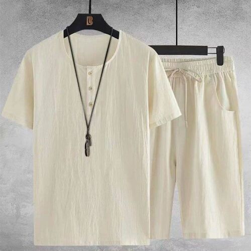 Summer New 2023 Cotton and Linen Suit Mens Loose Breathable