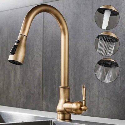 Kitchen Faucets Pull Out Antique Bronze Kitchen Sink Water M