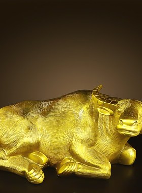 纯黄铜牛摆件招财牛吉祥物卧牛水牛卫生间家居饰品补角缺角生肖牛