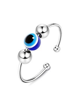 Lucky Turkish Evil Eye Ring For Women Open Rainbow Crystal E