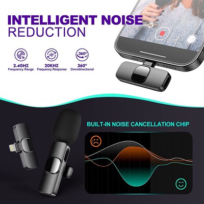 Wireless Lavalier Microphone Portable Audio Video Recording