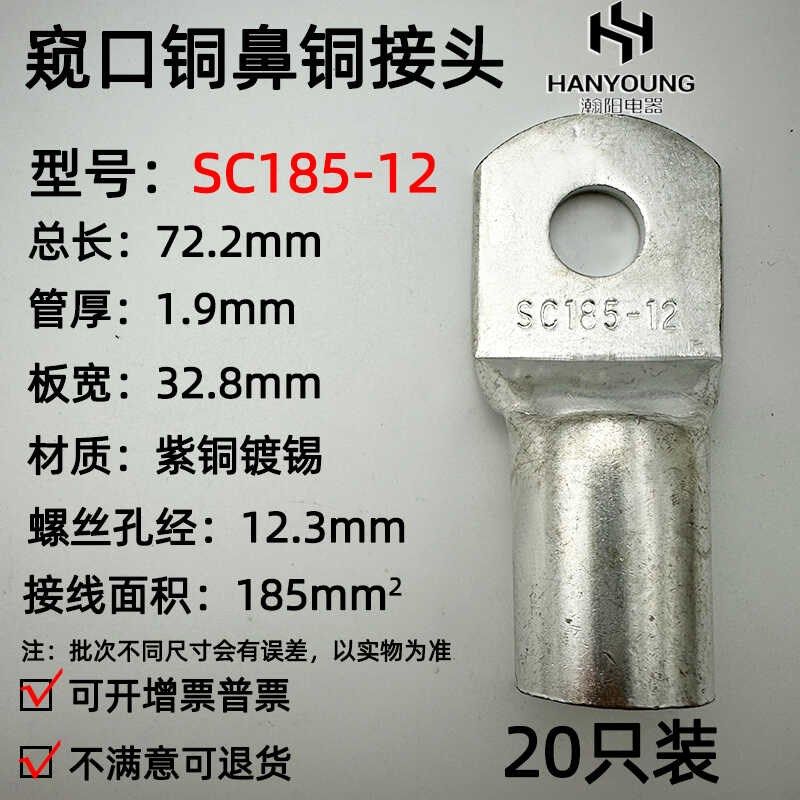 20只紫铜SC185-10//1/1窥口接线鼻子铜接头铜线耳接线端子,电子/电工,接线端子,淘宝优惠券,粉丝福利购,淘宝优惠卷