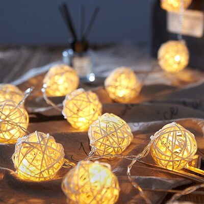 Rattan ball small string lights room decoration illumination