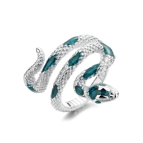 Red Green Black Drop Glaze Punk Snake Rings for Women Men Re