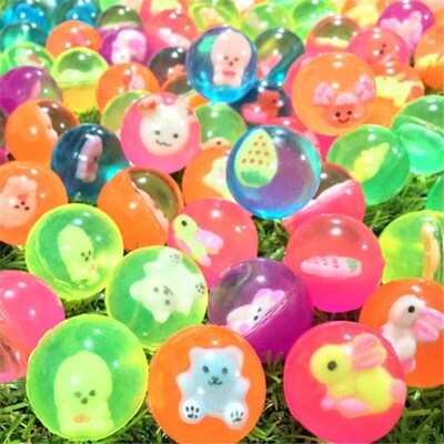 10Pcs 25mm Colored Boy Bouncing Ball Cute Luminous Children
