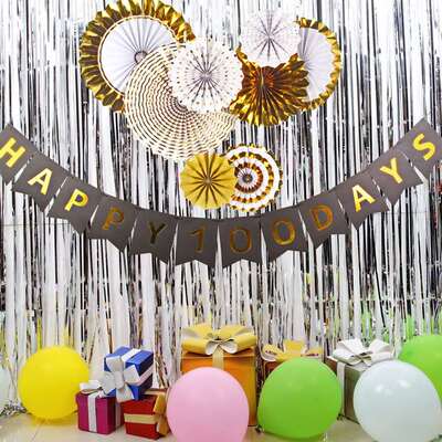 Birthday decoration flag-pulling baby 100 days 0 days full m