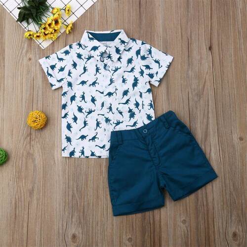 2pcs Toddler Kids Boys Girls Summer Clothes Dinosaur Print T
