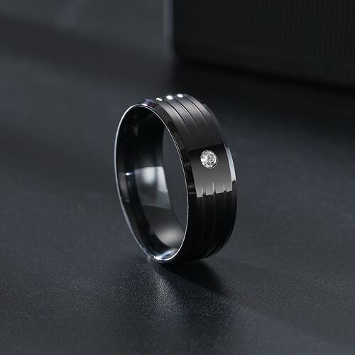 8mm Diamond Ring Fashion Couple Rings Stainless steel Rings