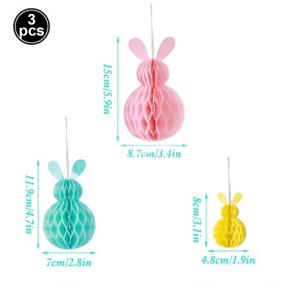 Easter Hanging Decoration Bunny Egg Honeycomb Colorful Rabbi