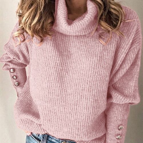 2023 Autumn/Winter New Solid High Neck Sweater Womens