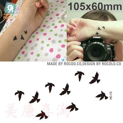 Classic Black Tatoo Cat Bird Fake Tattoo Tatuajes Hand Tatou