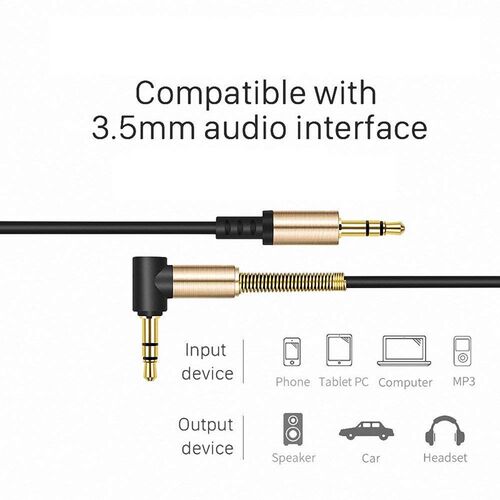 3.5mm Male to Male Audio Cable Car Speaker Nylon Braid 90 D