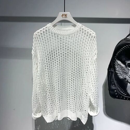 Korean Fashion Hollow Out Long Sleeve Men Sweatshirts Teenag