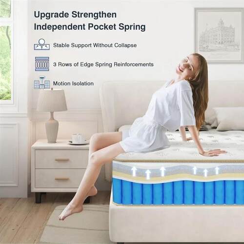Queen Size Mattress, Upgrade Strengthen Medium 12 Inch Hybri