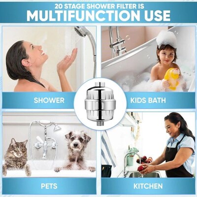 20 Stages Shower Head Filter High Output Water Softener to R
