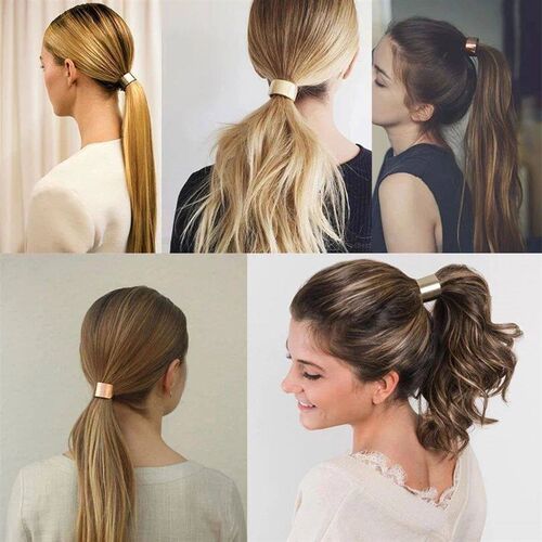 Simple Metal Alloy Opening Elastic Hair Rope Buckle Retro Pu