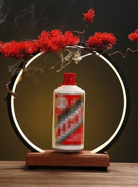 创意转台酒瓶酒水展示架道具底座旋转灯圈木座摆件展会品鉴装饰品