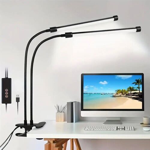 LED Desk Lamp Double/Single Head Reading Table Lamp With Cli