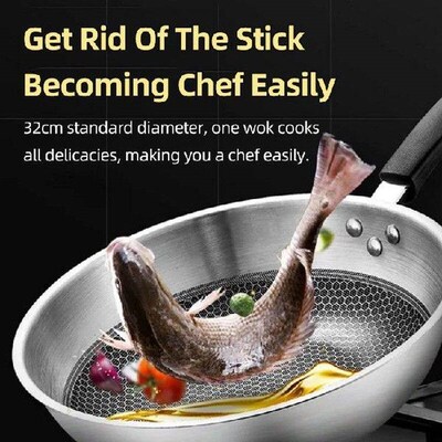 Nonstick Skillet Thick Honeycomb Handmade Stainless Steel