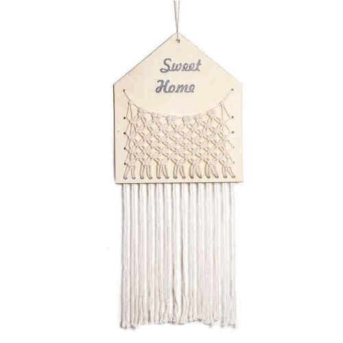 Cotton Wood Hand-woven Mesh Pocket Tassel Living Room