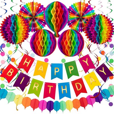 Colorful birthday party decoration set shopping mall window