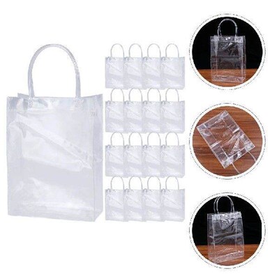 24 Pcs Clear Bags for Gifts Transparent Tote with Handles