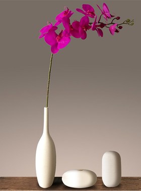 白色蓝色仿真花胶片蝴蝶兰九头单枝假花手感中式家居客厅装饰插花