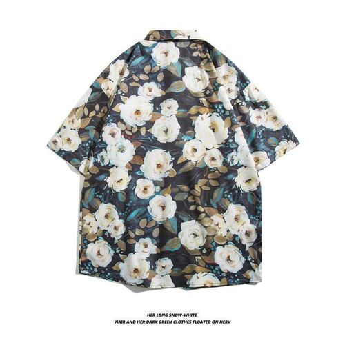 Southeast Asian Style Flower Shirt Short Sleeve Thailand Haw