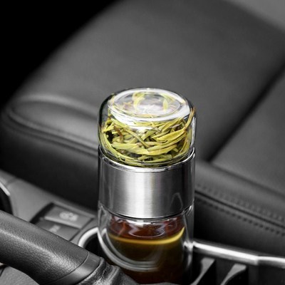 390ML Tea Water Bottle High Borosilicate Glass Double Layer