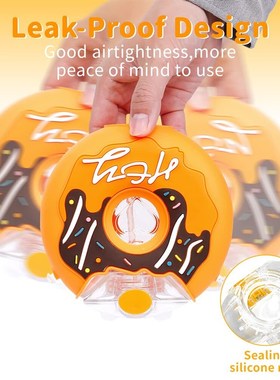 380ml Kids Water Bottle Kawaii Plastic Cup Donut Shape Cute