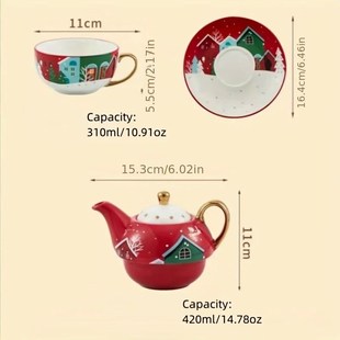 1pc, lovely Christmas suit, coffee cups and saucers, porcela