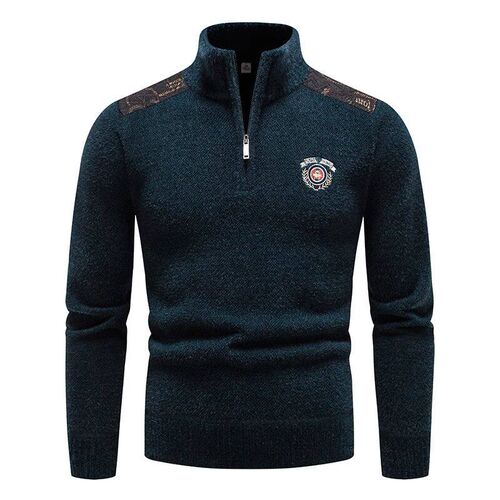 Winter New Mens Half Zipper Standing Neck Pullover Sweater