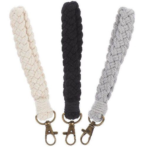 3 Pcs Wrist Band Braided Keychain Chains Women Lanyard