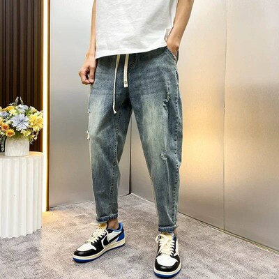 Vintage Mens Loose-fit Harem Jeans Youthful Summer Style Ni