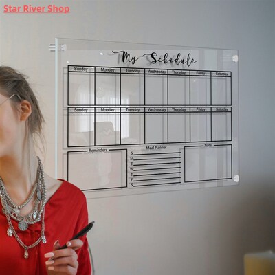 Reusable Acrylic Dry Erase Calendar Monthly Calendar Whitebo