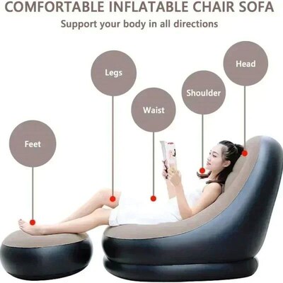 Lazy Inflatable Sofa Outdoor Chair Foldable Lounge Chair Set