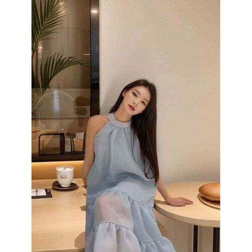 23 Summer New High-end Temperament Vest Long Skirt Neck Long