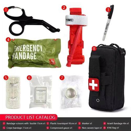 8pcs IFAK Tactical Molle Pouch Survival First Aid Kit for Em