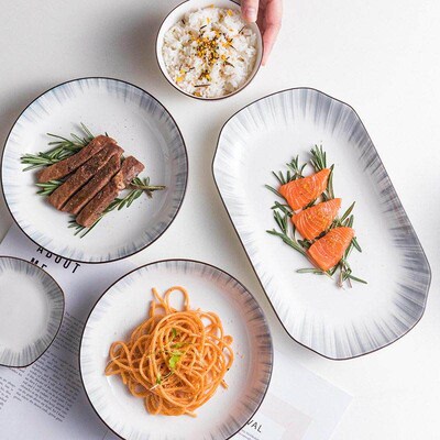 pure white round plates Dinner plate home cerami bowl 盘子