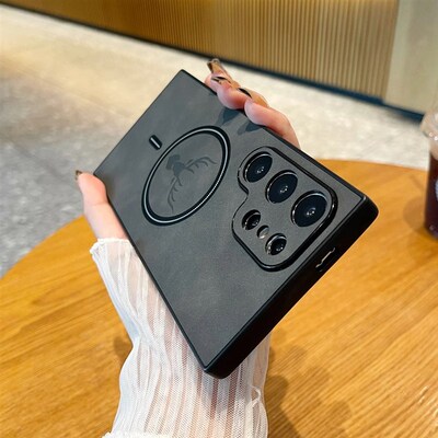 Magnetic Wireless Charge Leather Phone Case For Samsung S24f