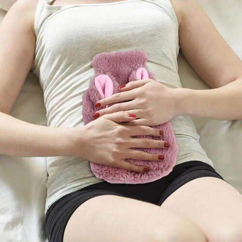 Cute Hot Water Bottle Bag For Girls Cartoon Plush Squinting.