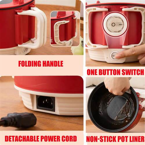 220V Hot Pot With Steamer,Portable 1.6L Ramen Electric Cooki