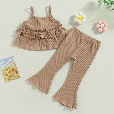 1-6Y Children Girls Summer Clothes Set Baby Sleeveless Layer