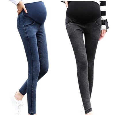 Jeans Women Pregnancy Maternity Clothing Jeans Black Pants F